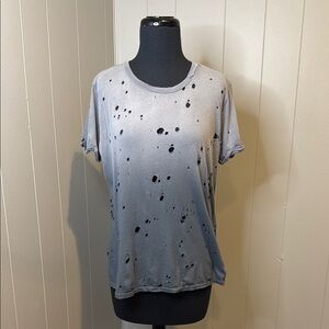 Michael Lauren Women’s Small Ombré Gray Short Sleeve Tee Edgy Distressed